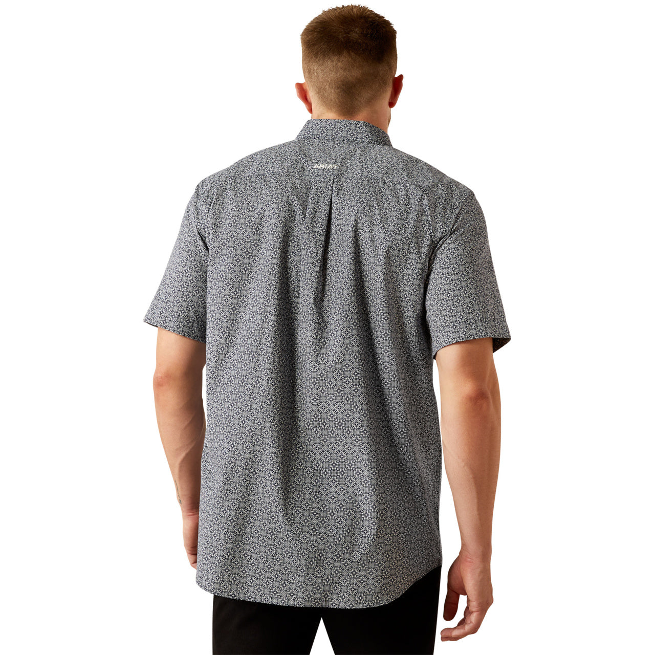 Ariat Men's Octavius Classic Fit Button Down Short Sleeve Navy Shirt