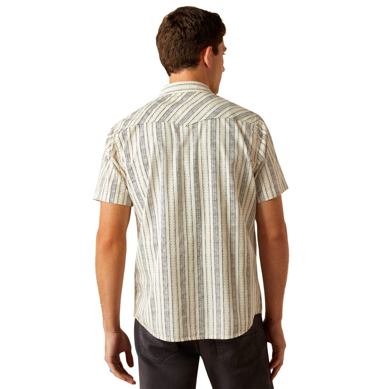 Ariat Men's Retro Button Down Holden Short Sleeve Off White Shirt