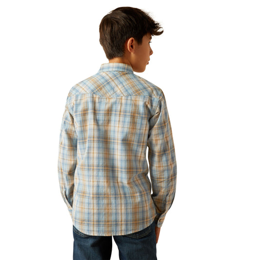 Ariat Boy's Howe Retro Snap Long Sleeve Light Blue Shirt
