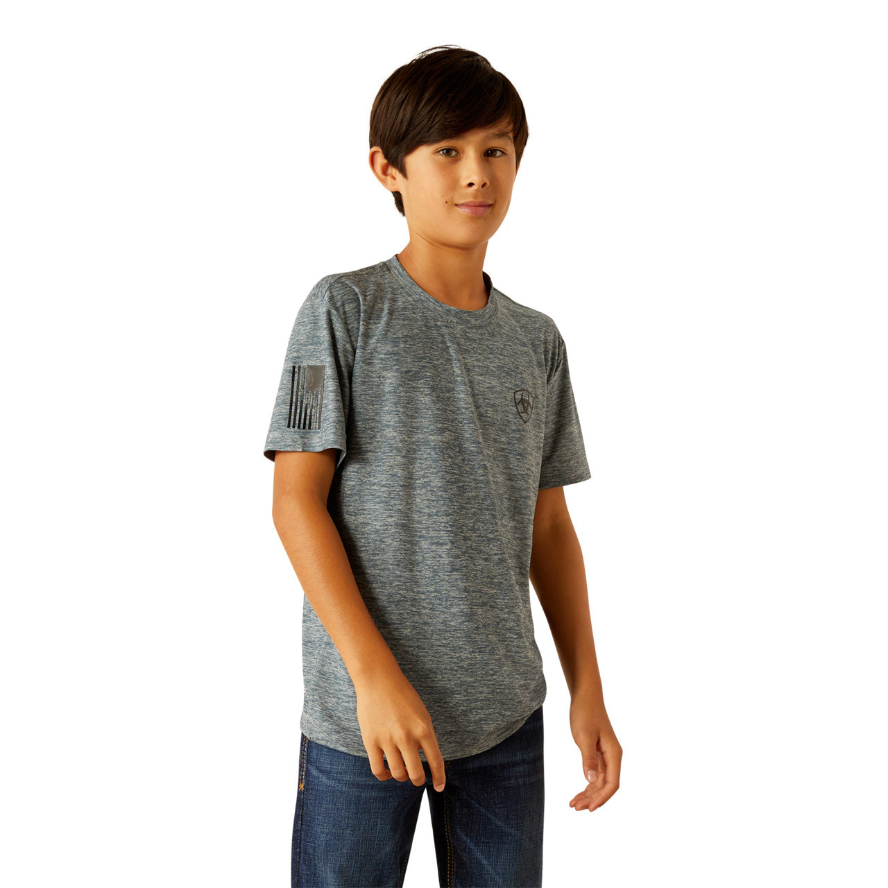 AriatTEK Boy's Vertical Gradient Charger Short Sleeve Newsboy Blue T-Shirt