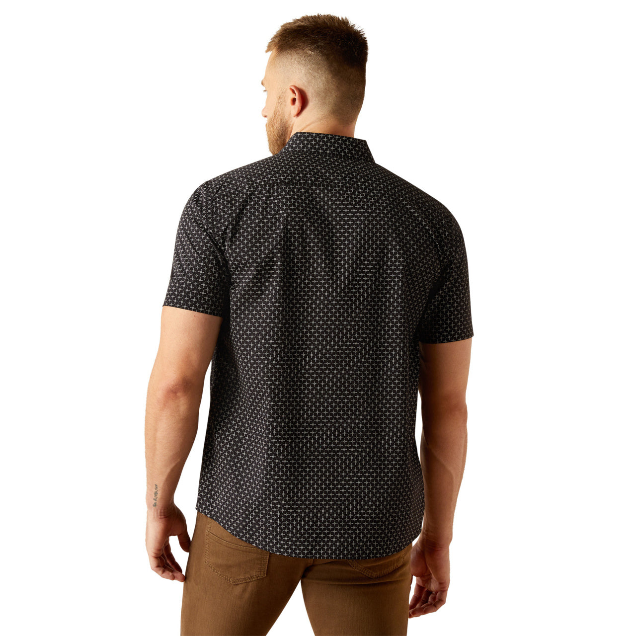 Ariat Men's Mars Modern Slim Fit Button Down Short Sleeve Black Shirt