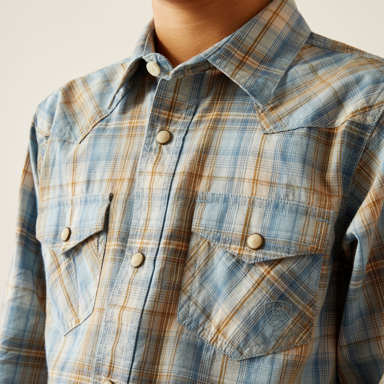 Ariat Boy's Howe Retro Snap Long Sleeve Light Blue Shirt