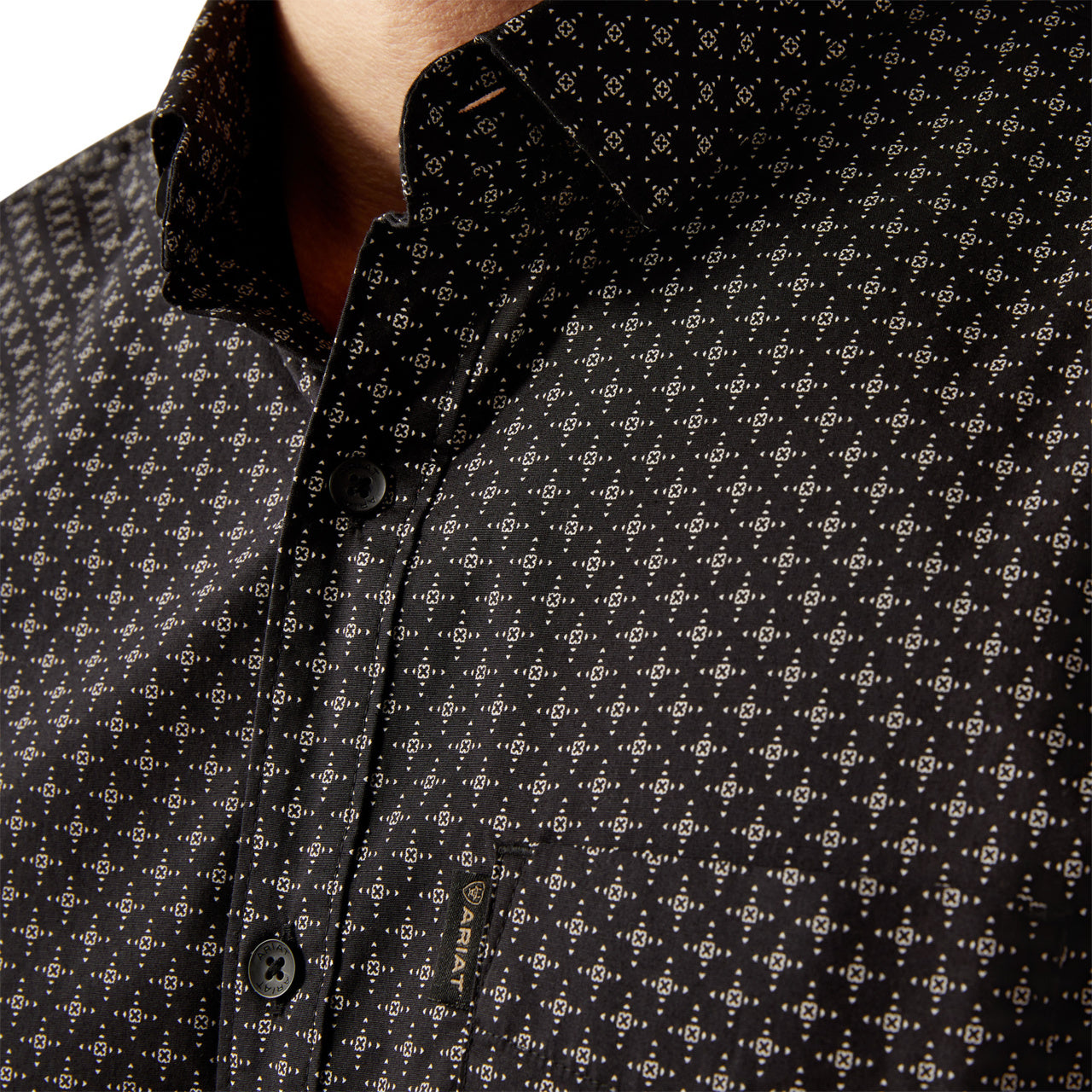 Ariat Men's Mars Modern Slim Fit Button Down Short Sleeve Black Shirt