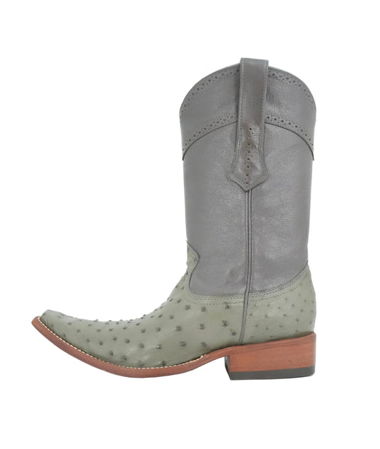 Cuadra Men's Ostrich Versache Toe Boot - Evergreen Fog