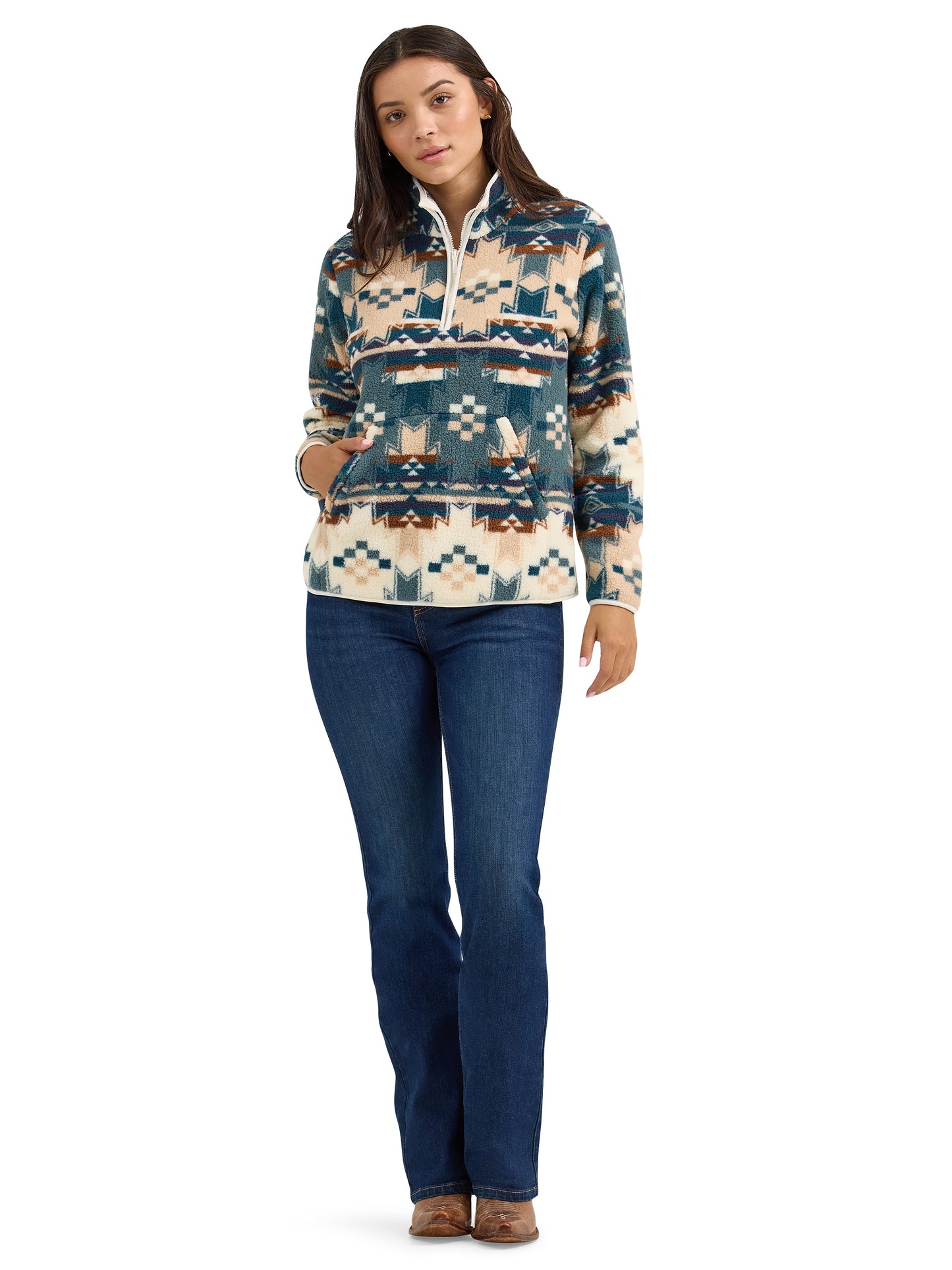 Wrangler Women's Retro Quarter-Zip Sherpa Pullover