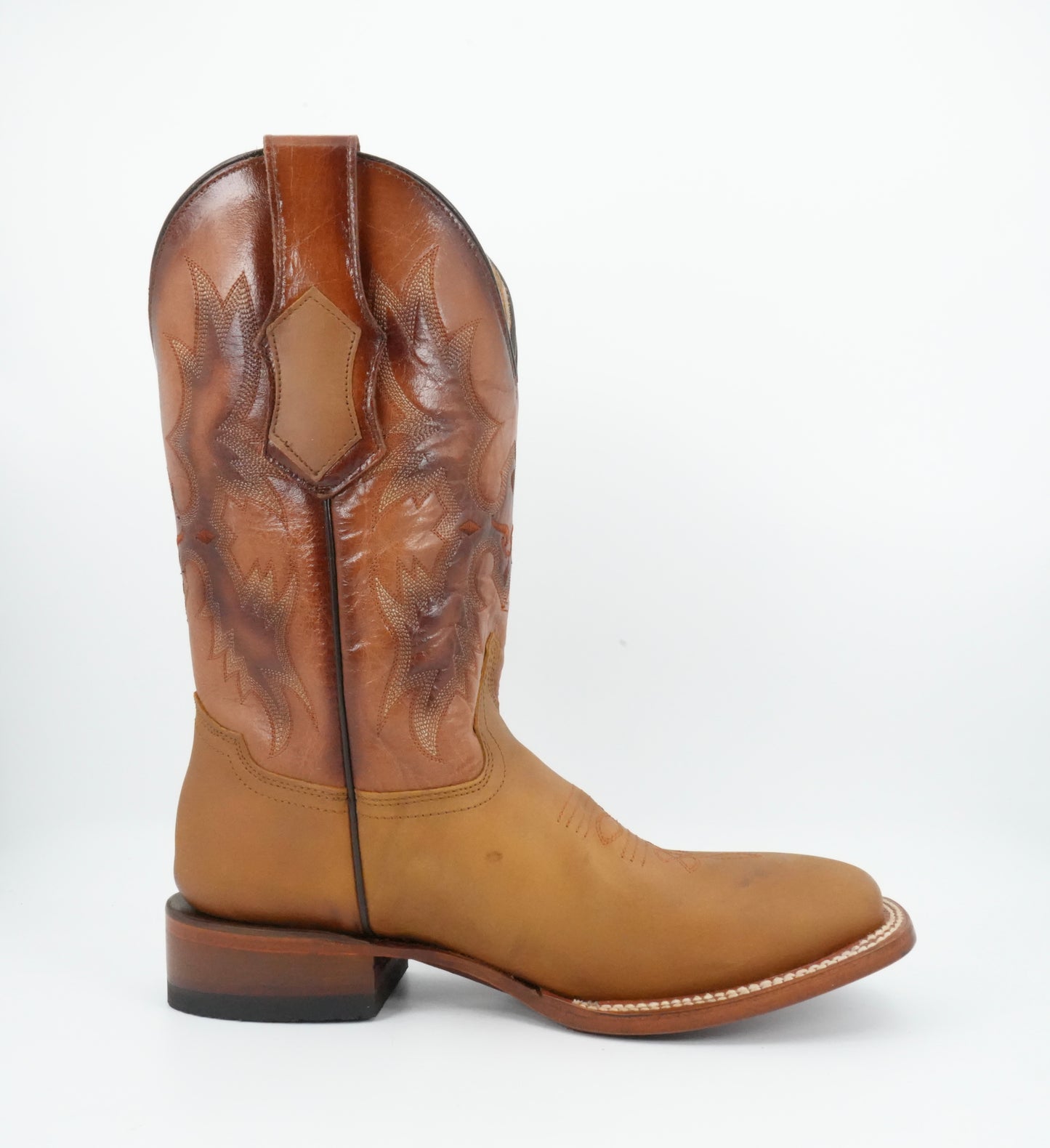Quincy Men's Crazy Leather Honey Wide Square Toe Boot