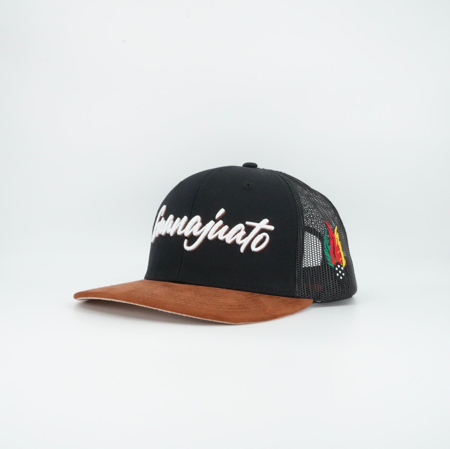 45 Cursive Trucker Cap Black Rust