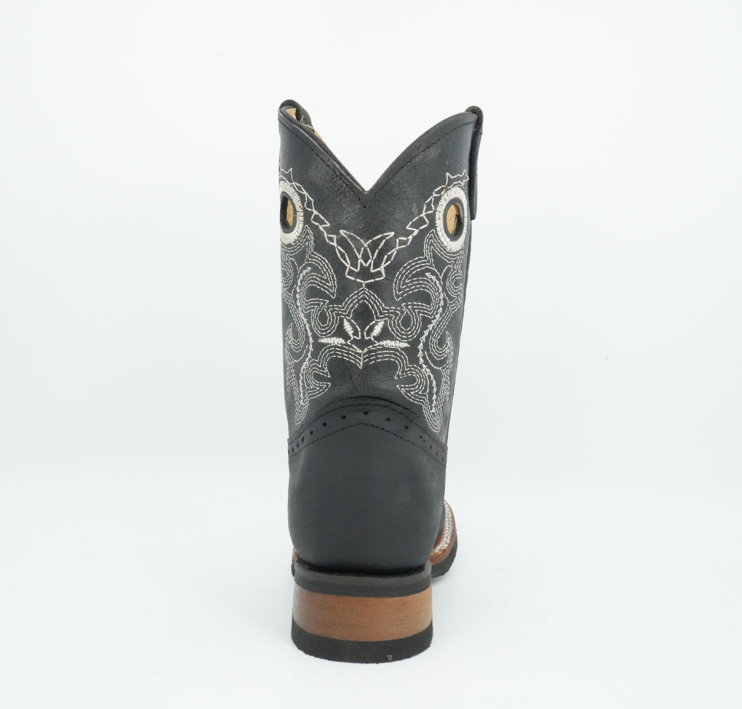 Quincy Kid's Crazy Black Square Toe Boot