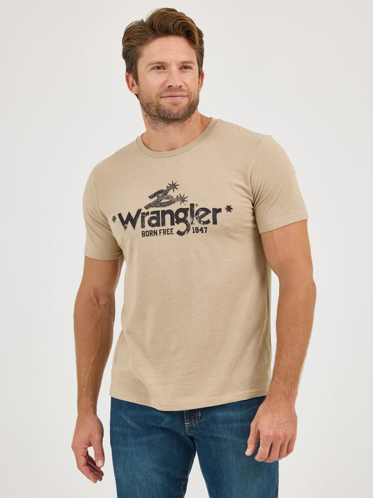 Wrangler Men's Born Free Graphic Beige T-Shirt