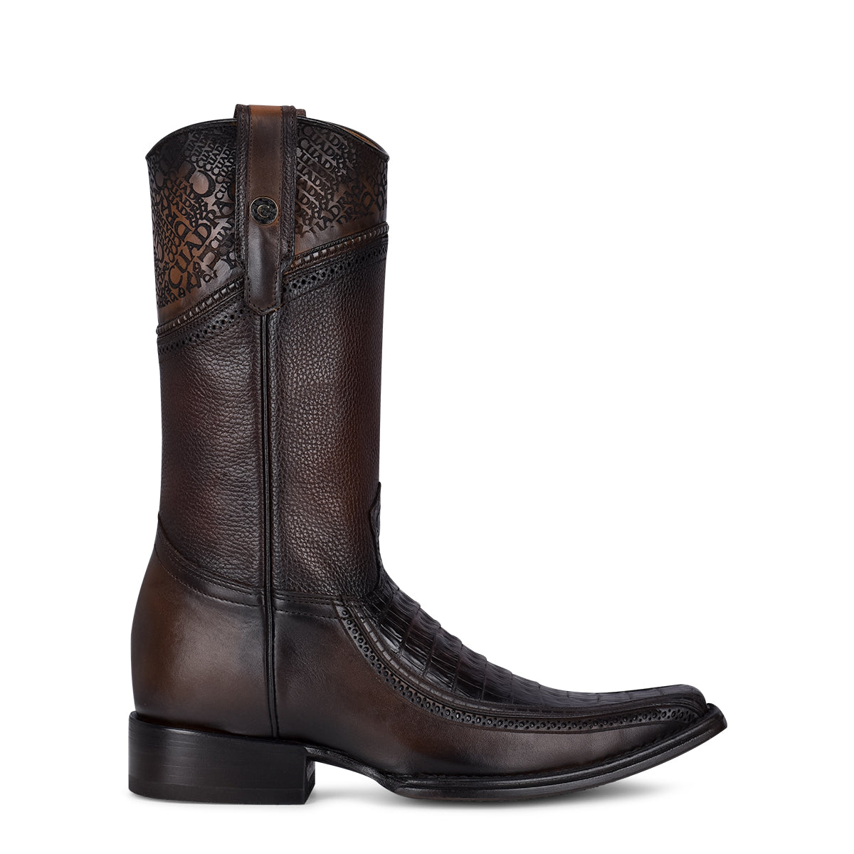 Cuadra Men's Brown Genuine Caiman Belly Leather Narrow Square Toe Boot