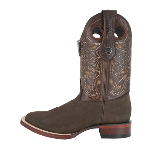 Wild West Men’s Nobuck Dark Tobacco Wide Square Toe Boot