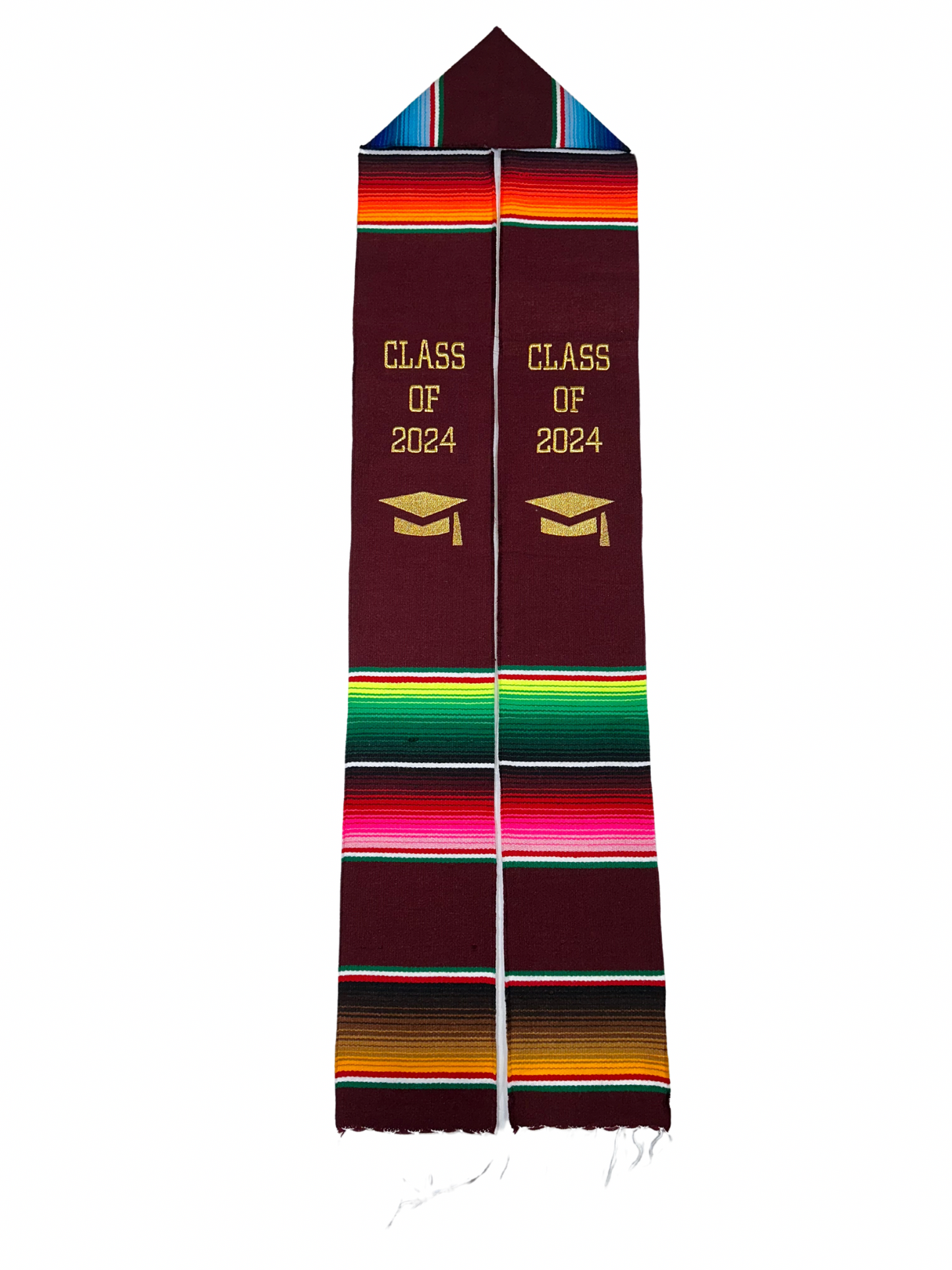 Graduation Stole Class of 2024 Mexican Serape Burgandy