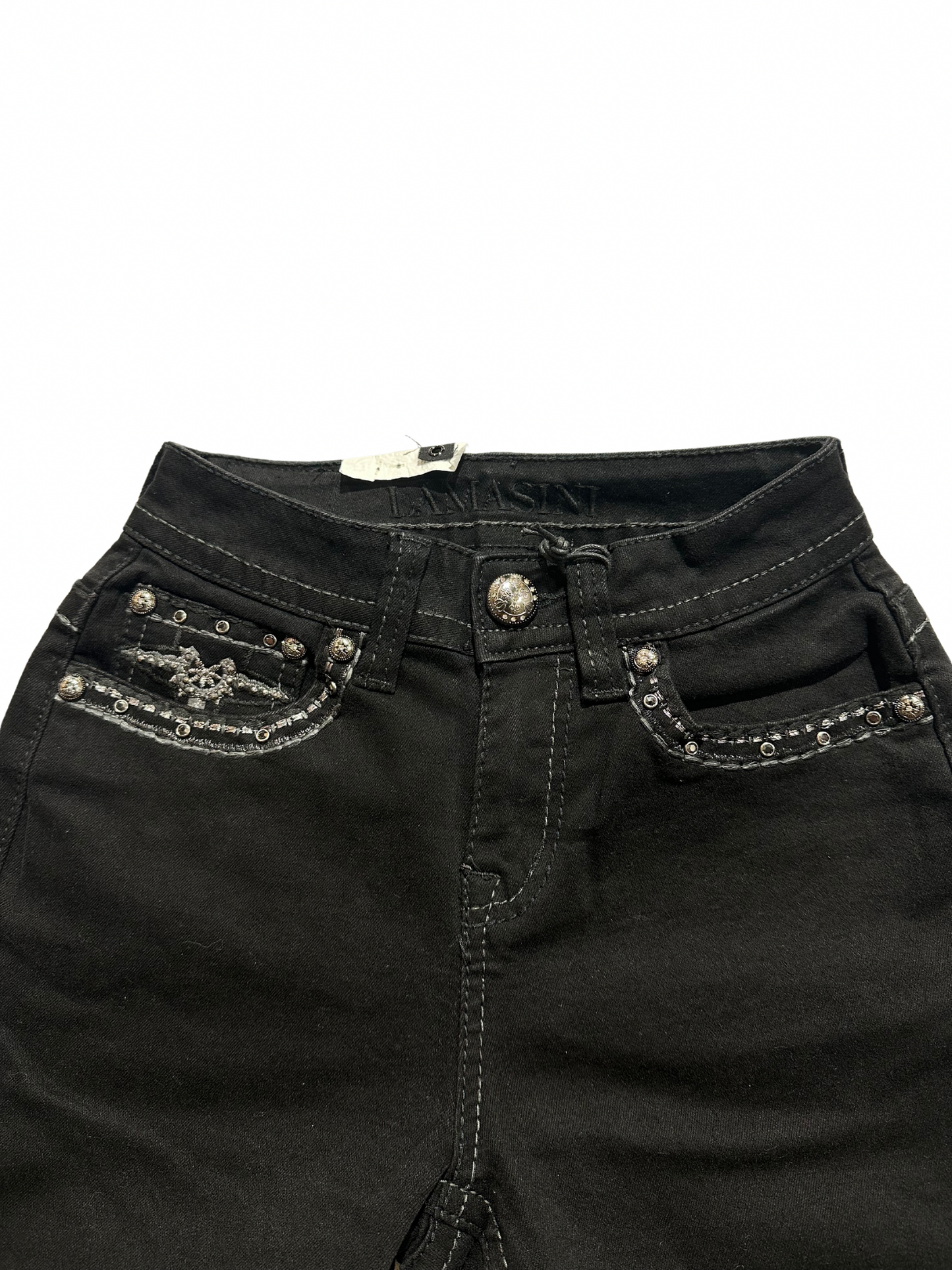 Lamasini Black Bling Star Pocket Bootcut Jean