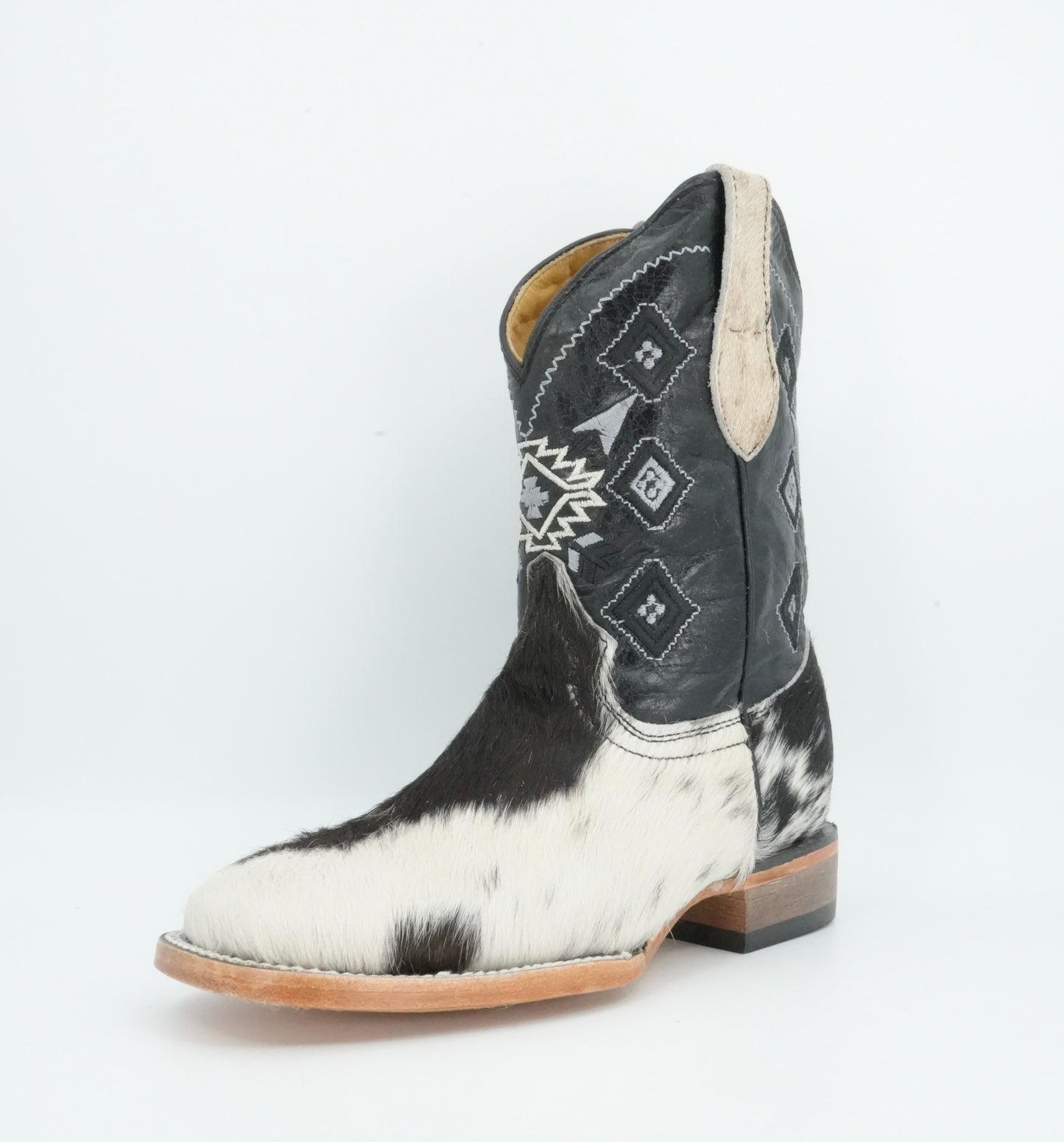 Rock'em Kid's Cow Hair White/Black Boots Size: 1 US / 21 MEX *AS SEEN ON IMAGE*