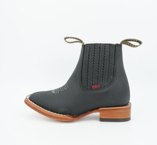 Besserro Kid's Grasso Leather Black Short Boot