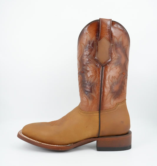 Quincy Men's Crazy Leather Honey Wide Square Toe Boot