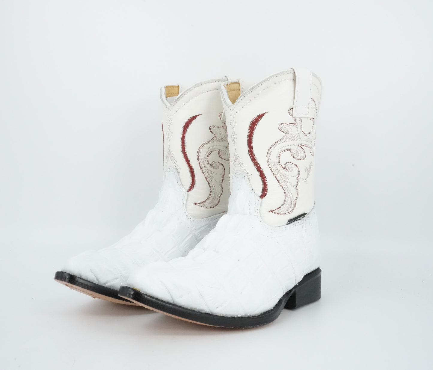 Alamos Toddler White Imitation Caiman Tail Boot