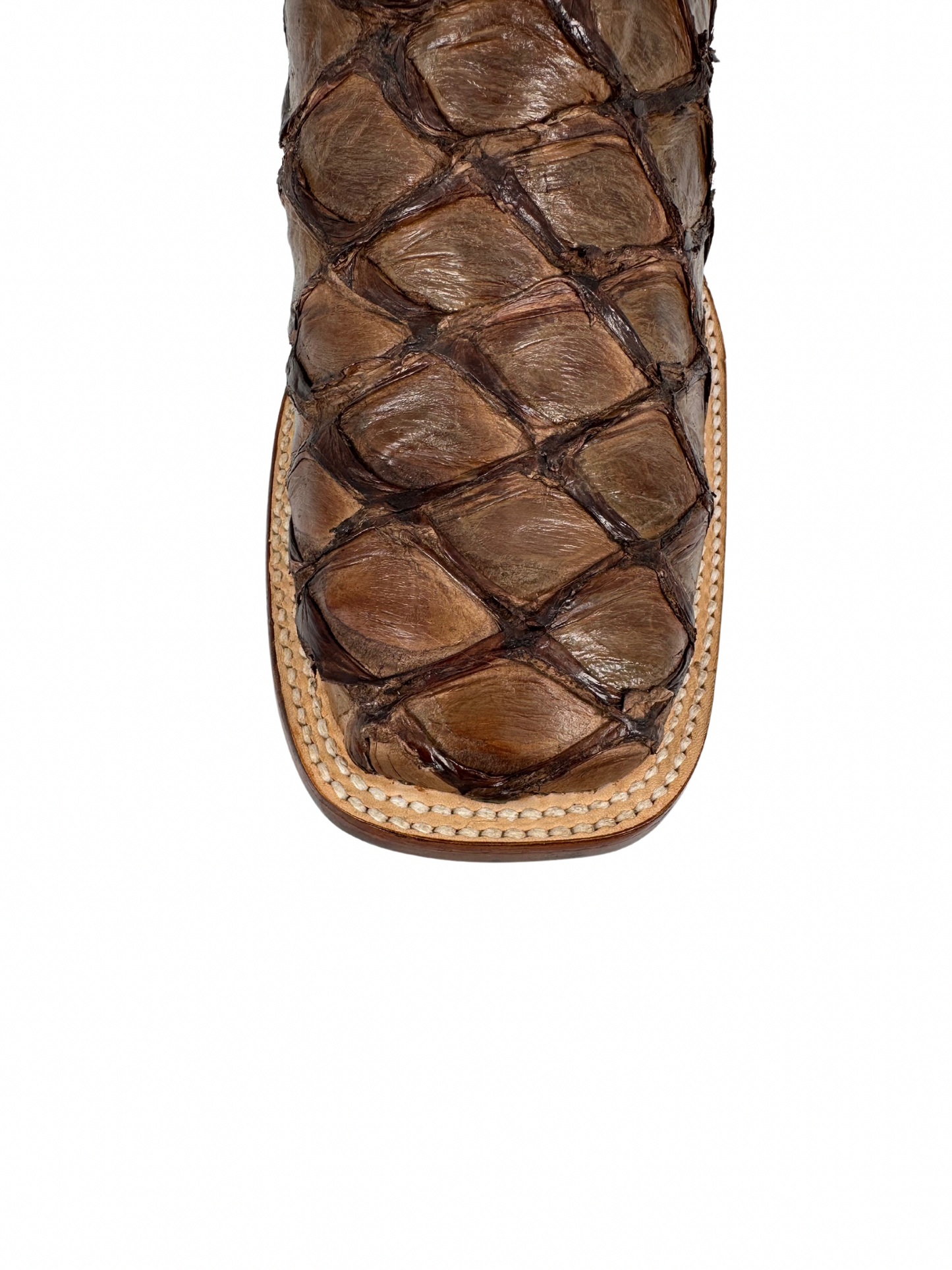 Los Altos Men's Brown Genuine Pirarucu Wide Square Toe Boot