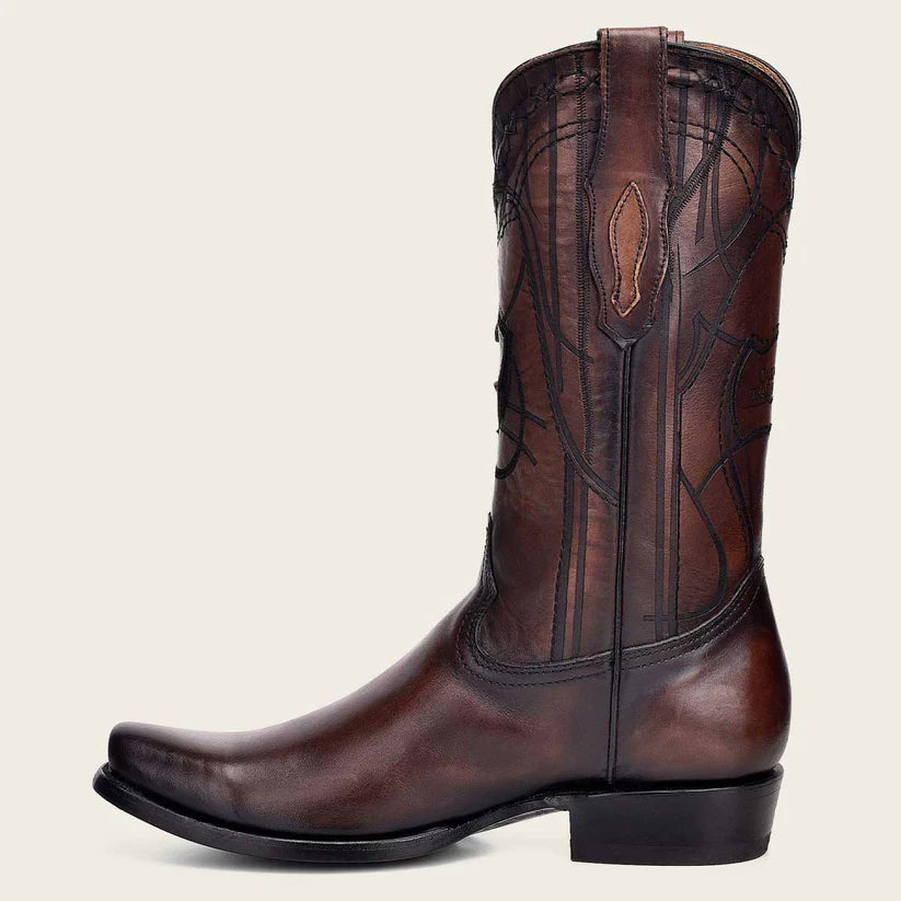 Cuadra Men's Engraved Brown Leather Boot