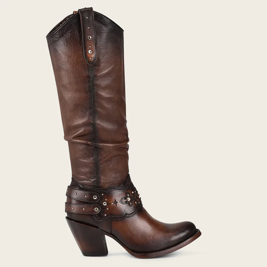 Cuadra Women's Hand-Printed Brown Leather Boot