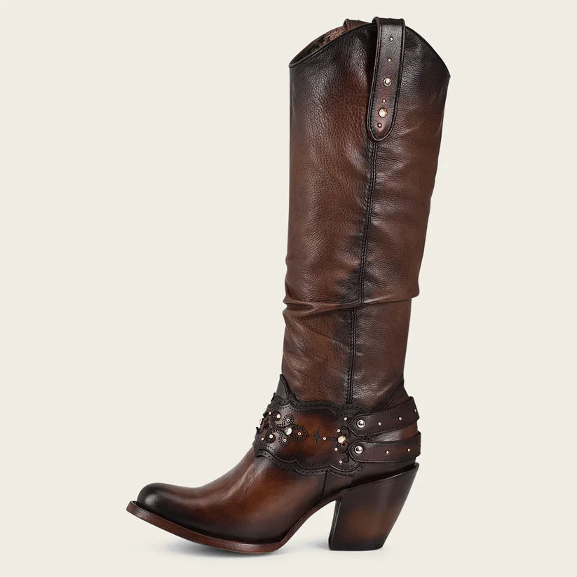 Cuadra Women's Hand-Printed Brown Leather Boot