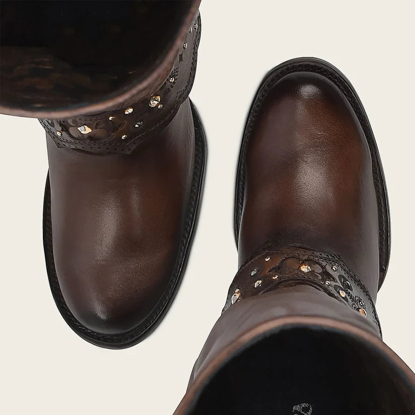 Cuadra Women's Hand-Printed Brown Leather Boot