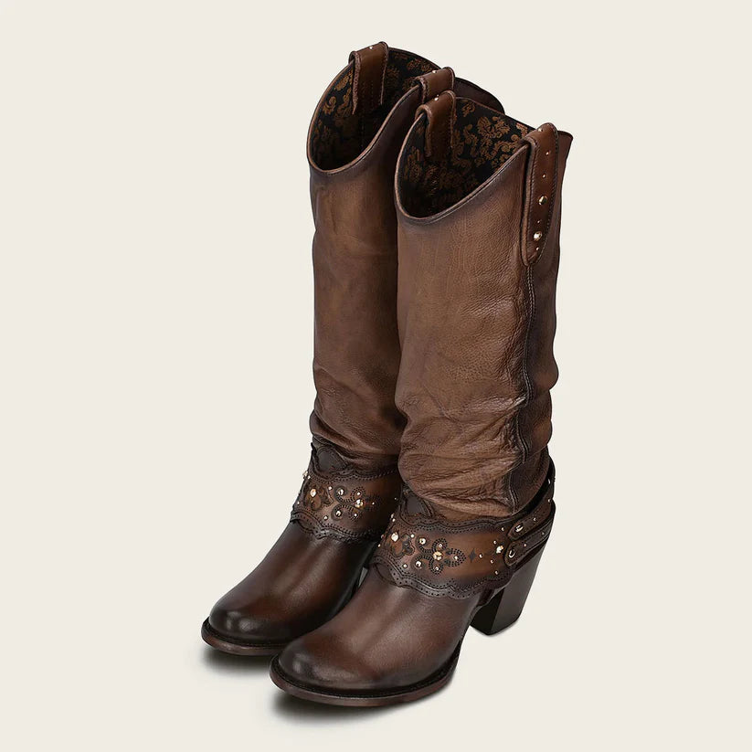 Cuadra Women's Hand-Printed Brown Leather Boot
