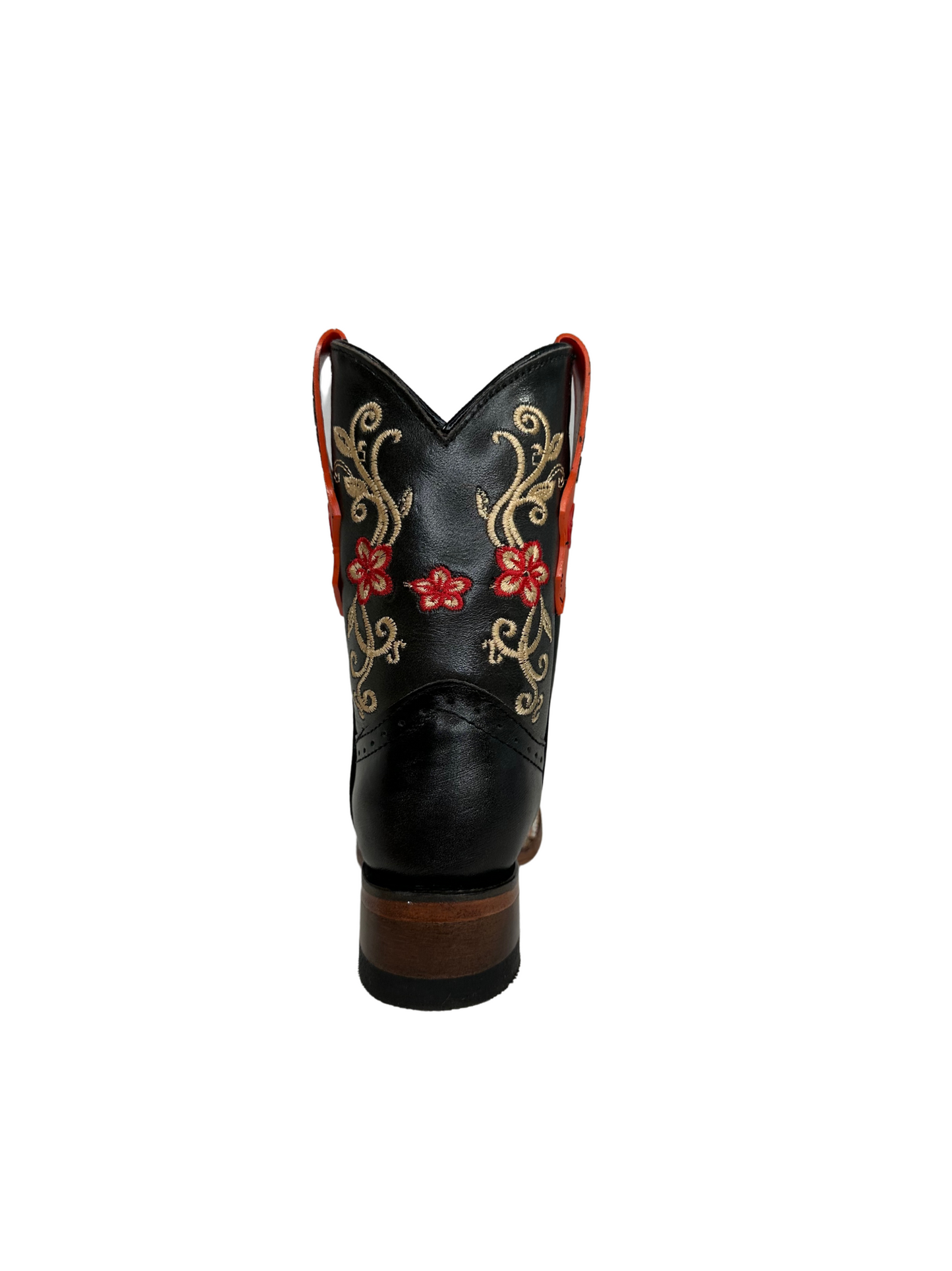 Hooch Girl's Black Leather Gold Stitched Boot