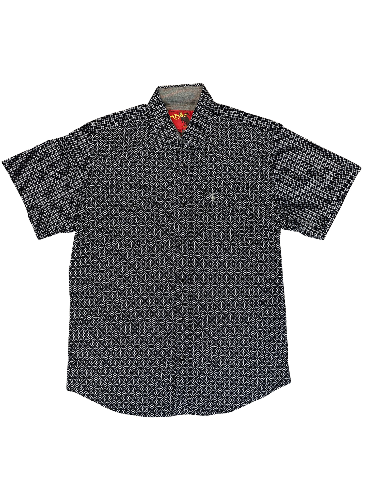 Men's Rodeo Black/White Short Sleeve Button Down Shirt