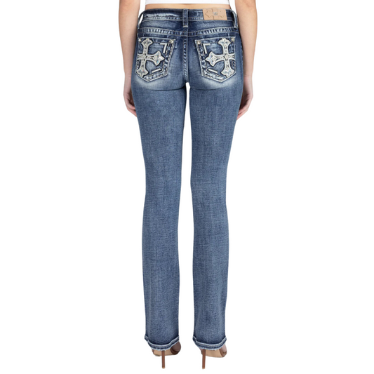 Miss Me Aztec Cross Bootcut Jean