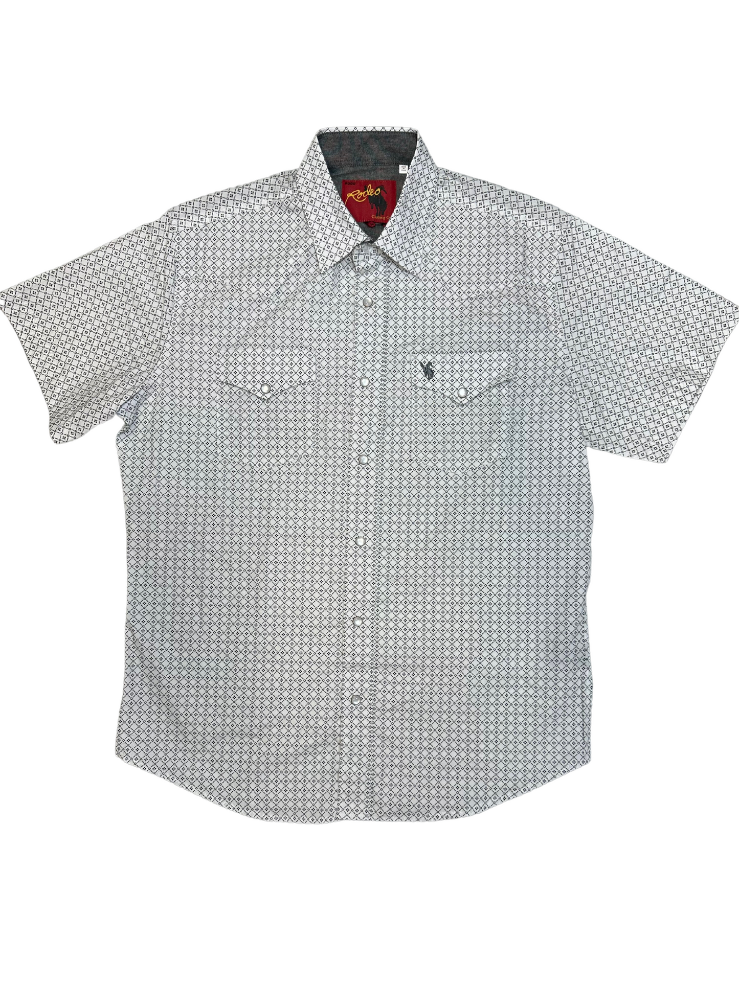 Men's Rodeo White/Black Short Sleeve Button Down Shirt