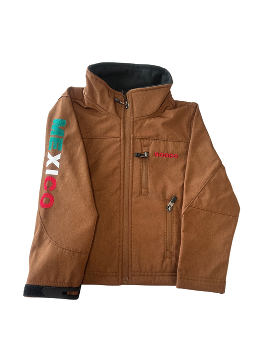 Kid's Unisex Rodeo Mexico Logo Softshell Jacket - Cognac