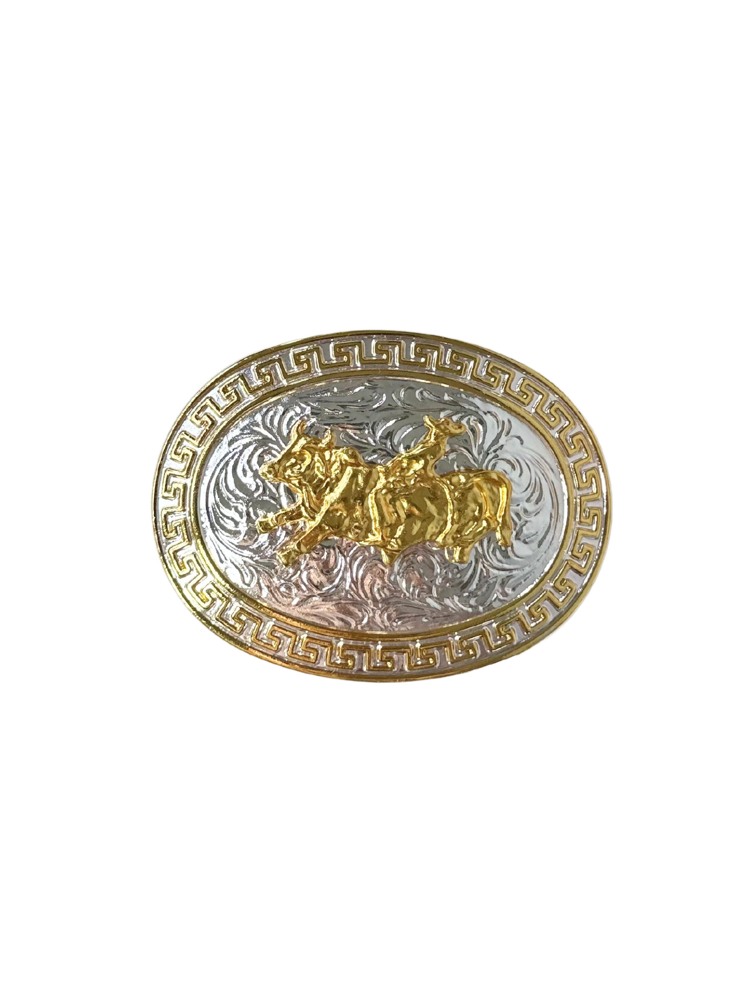 Bull Rider Buckle - Silver/Gold