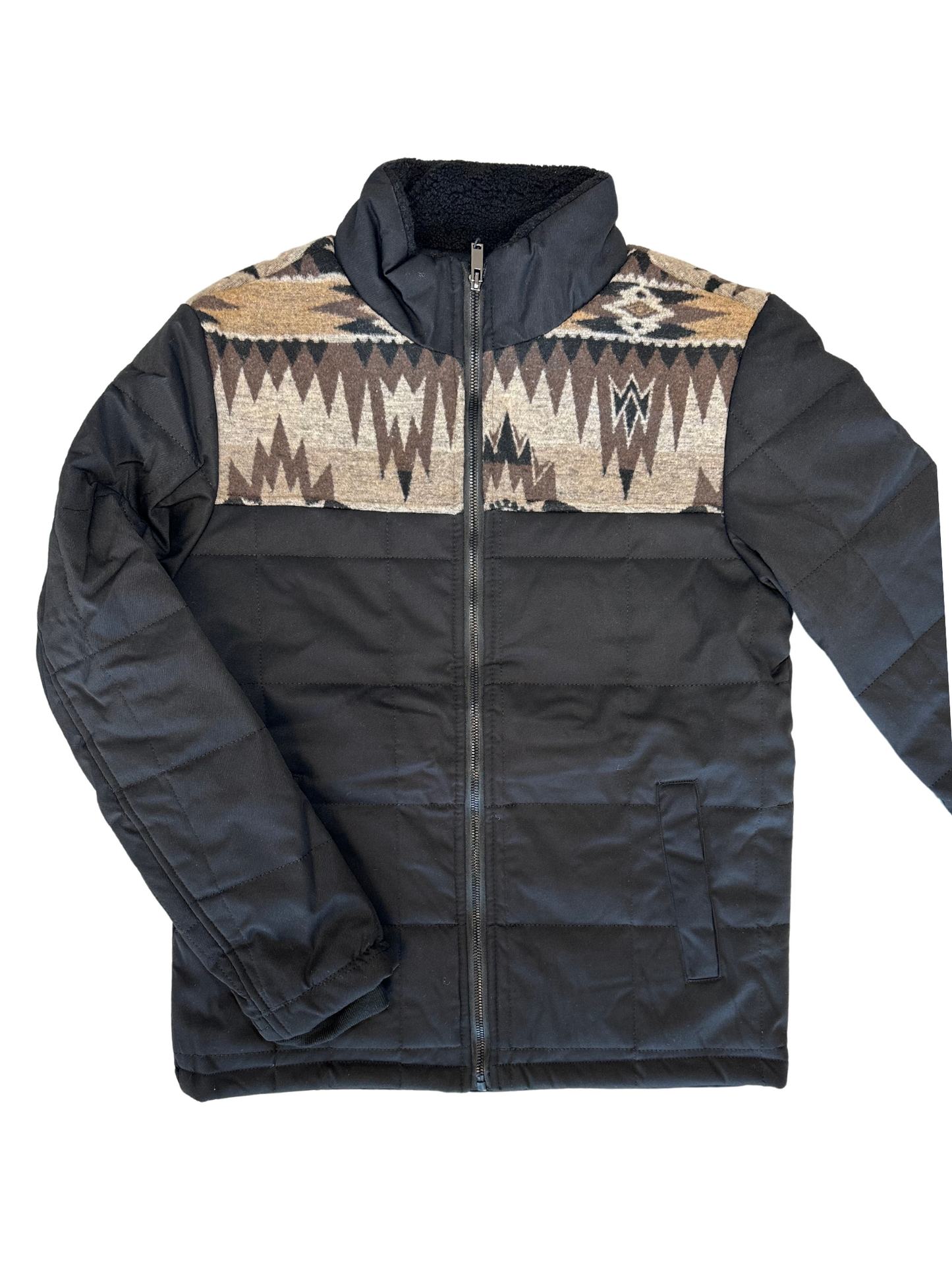Lamasini Black Tribal Puffer Jacket