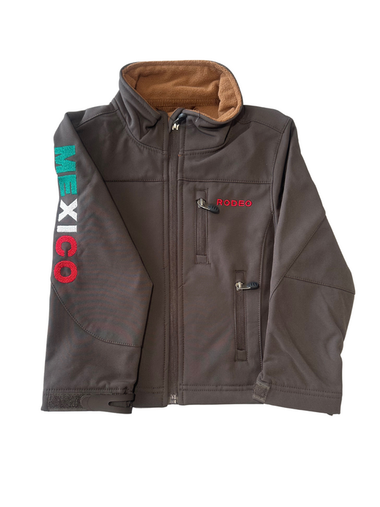 Kid's Unisex Rodeo Mexico Logo Softshell Jacket - Brown