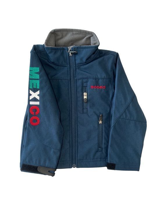 Kid's Unisex Rodeo Mexico Logo Softshell Jacket - Navy