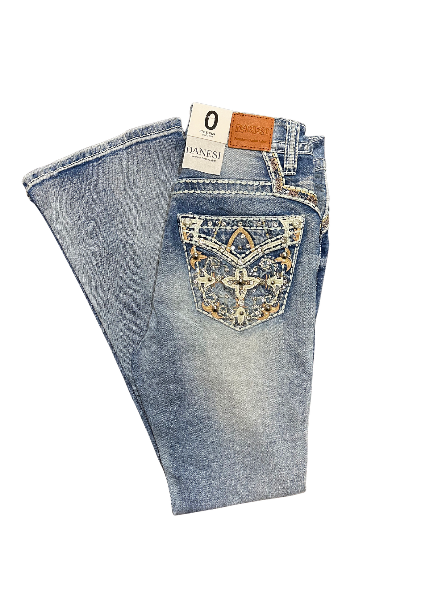 Danesi Floral Bling Pocket Bootcut Jean