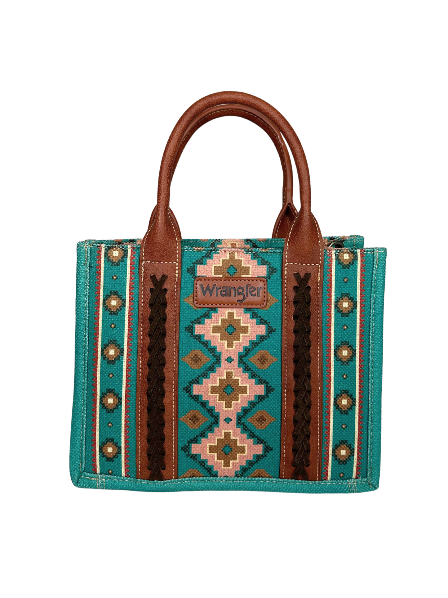 Wrangler Southwestern Print Small Canvas Tote/Crossbody - Turquoise