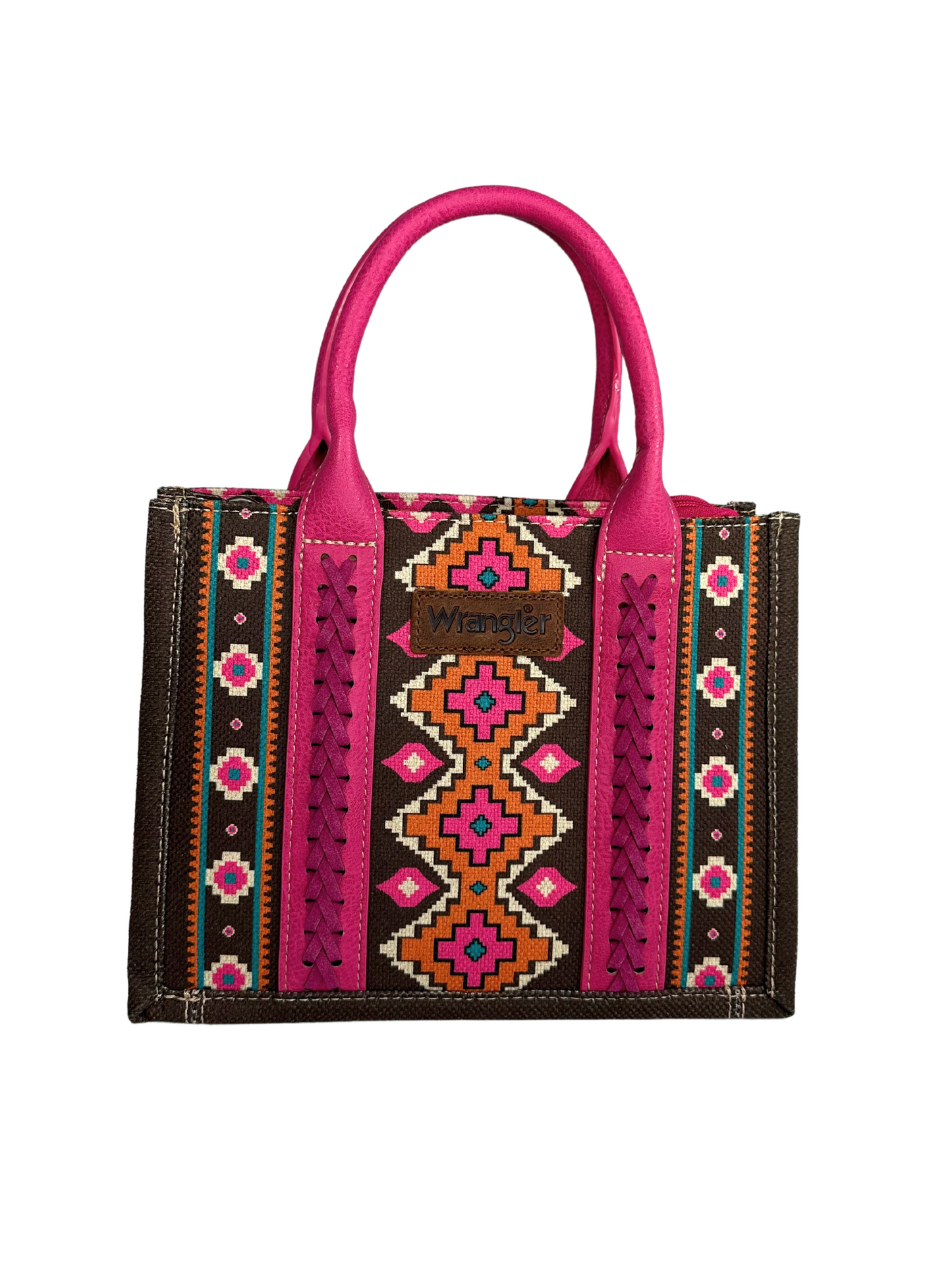 Wrangler Southwestern Print Small Canvas Tote/Crossbody - Hot Pink