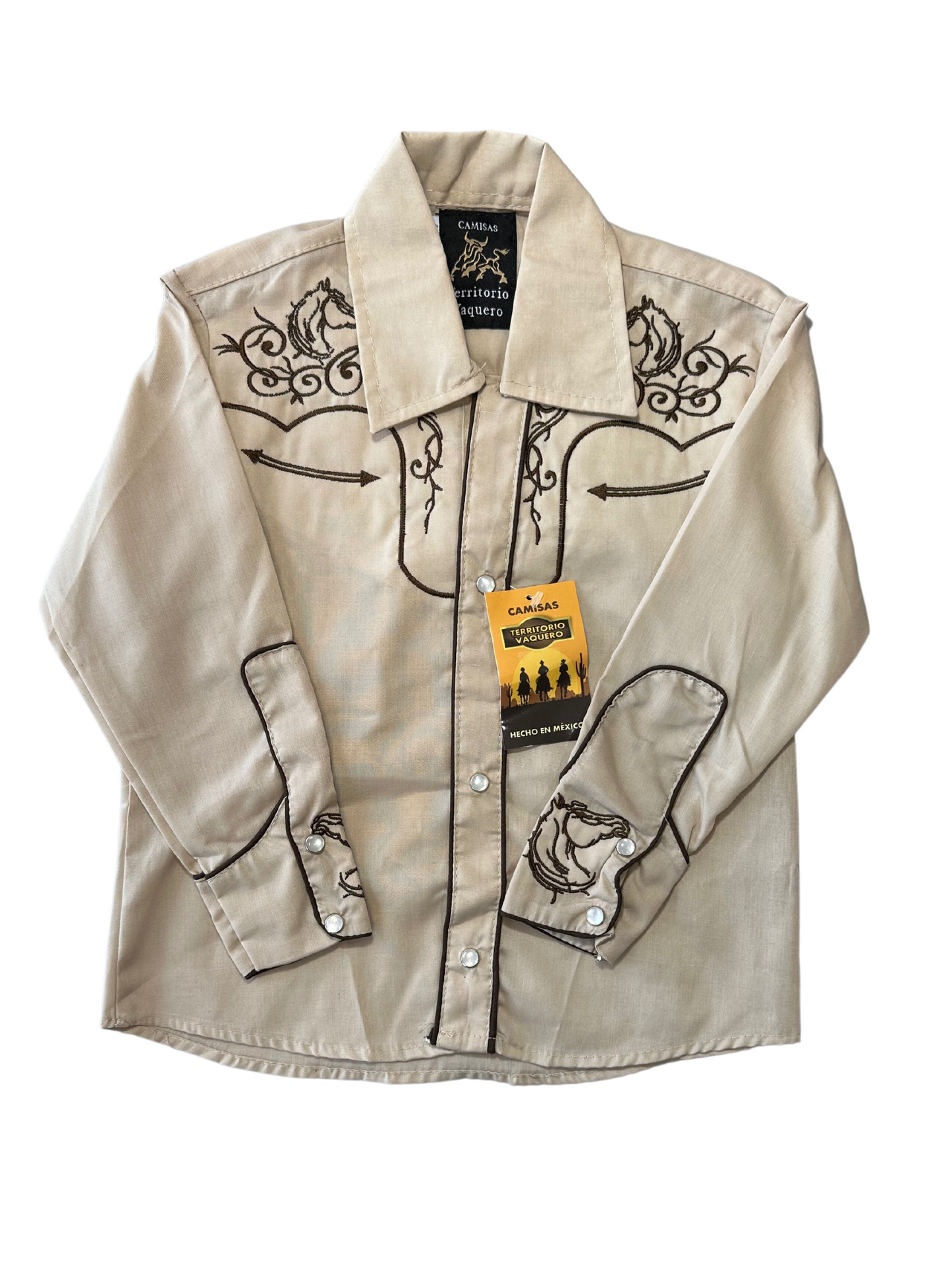 Boy's Horse Charro Shirt - Tan