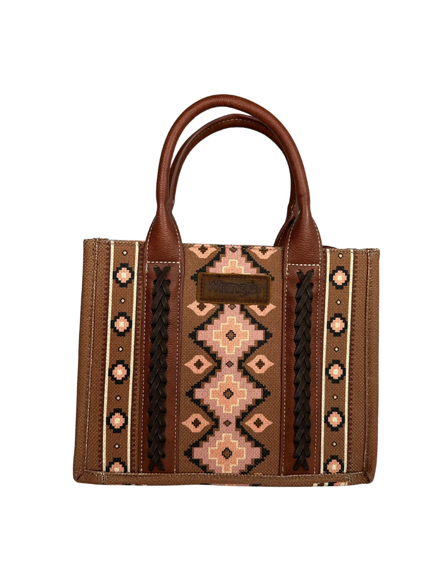 Wrangler Southwestern Print Small Canvas Tote/Crossbody - Dark Brown