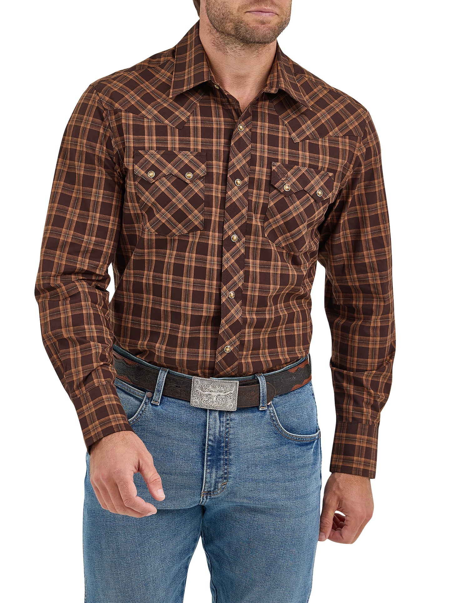 Wrangler Men's Retro Long Sleeve Sawtooth Snap Pocket Western Shirt