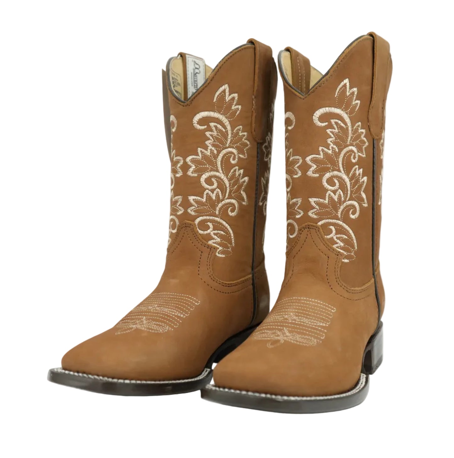 Stephy Women's Crazy Tan Floral Wide Square Toe Boot