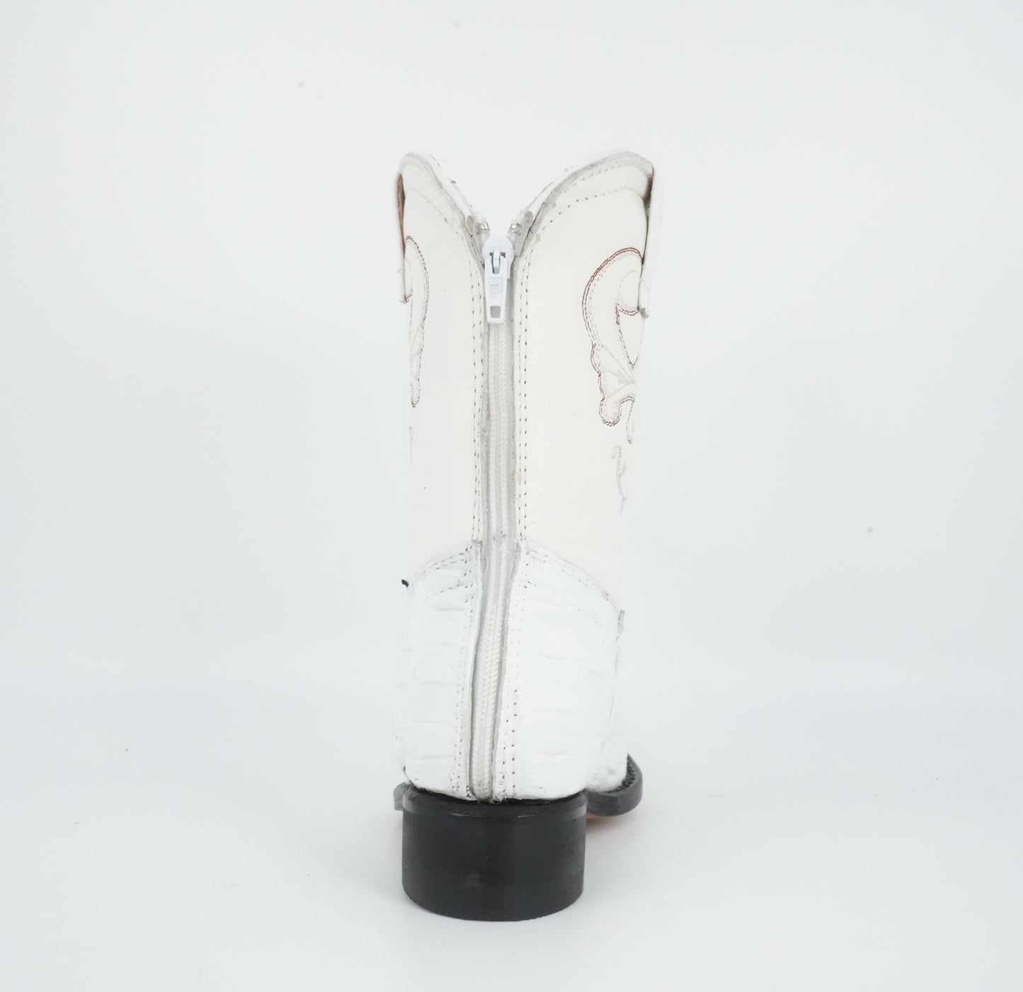 Alamos Toddler White Imitation Caiman Tail Boot