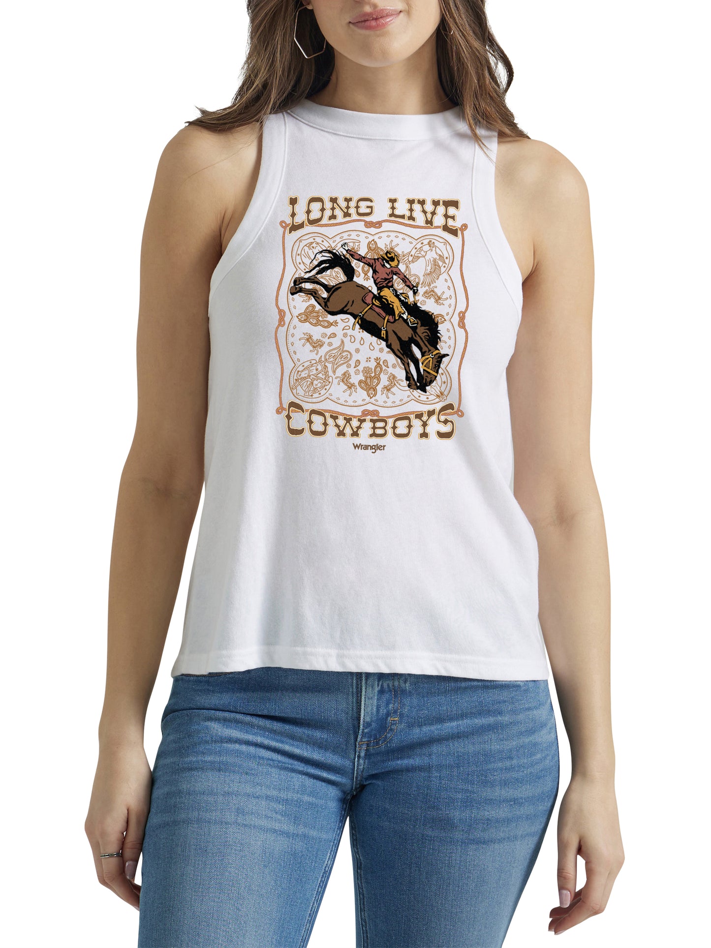 Wrangler Retro Women's Cowboy White Tank Top