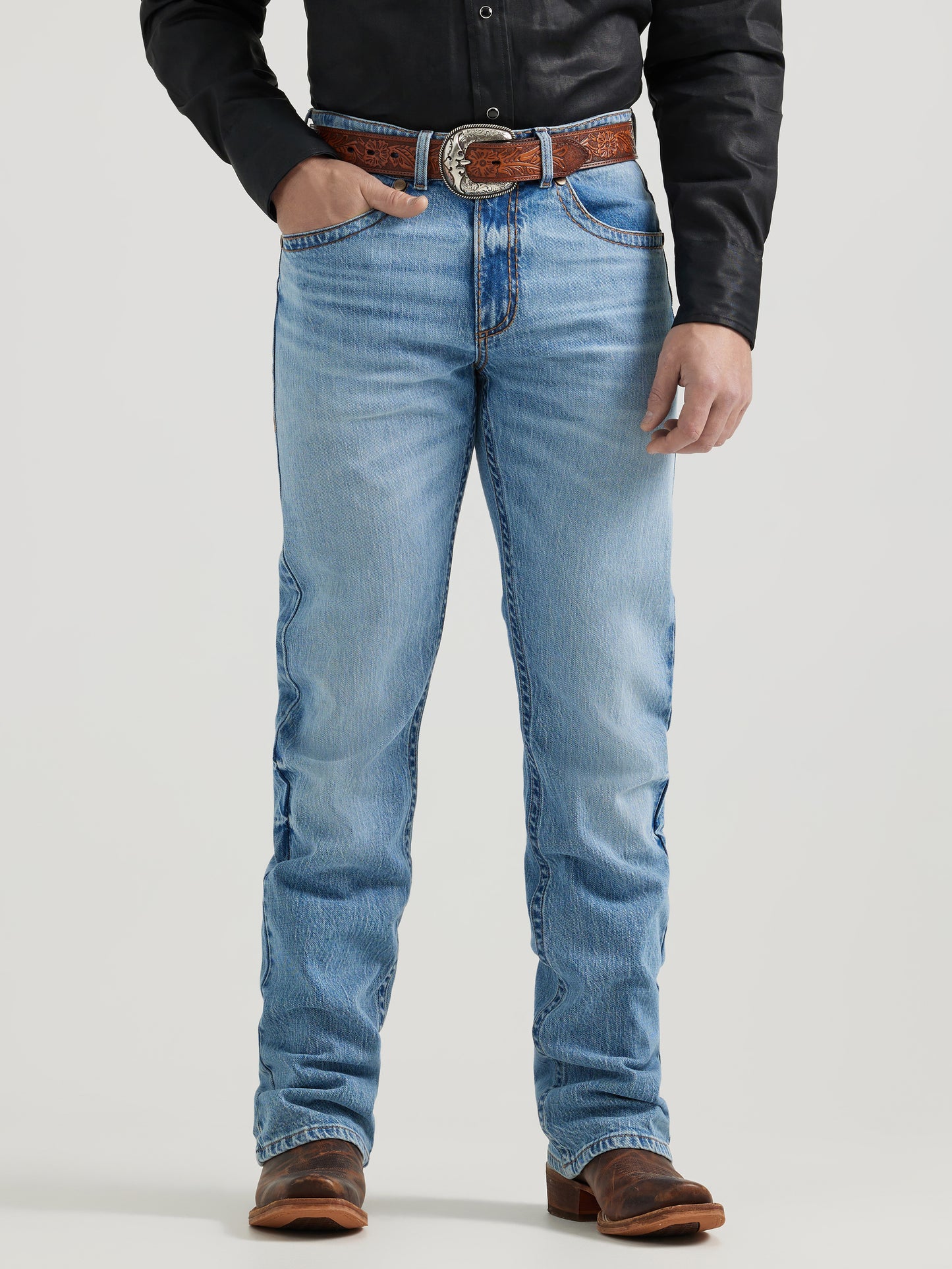 Rock 47 By Wrangler Men's Light Blue Slim Fit Bootcut Jean