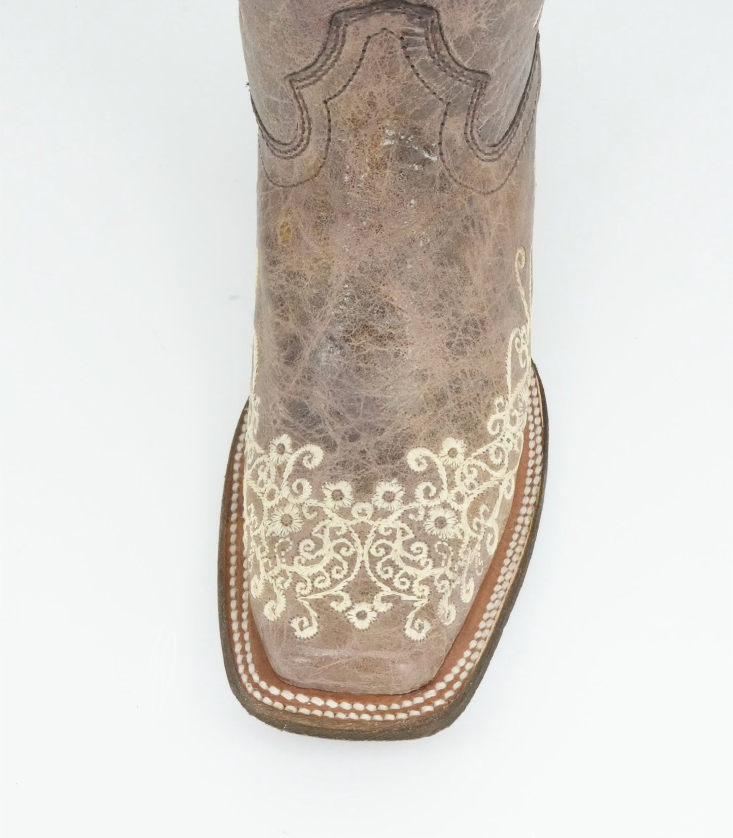 Corral Women’s Brown Bone Floral Square Toe Boot