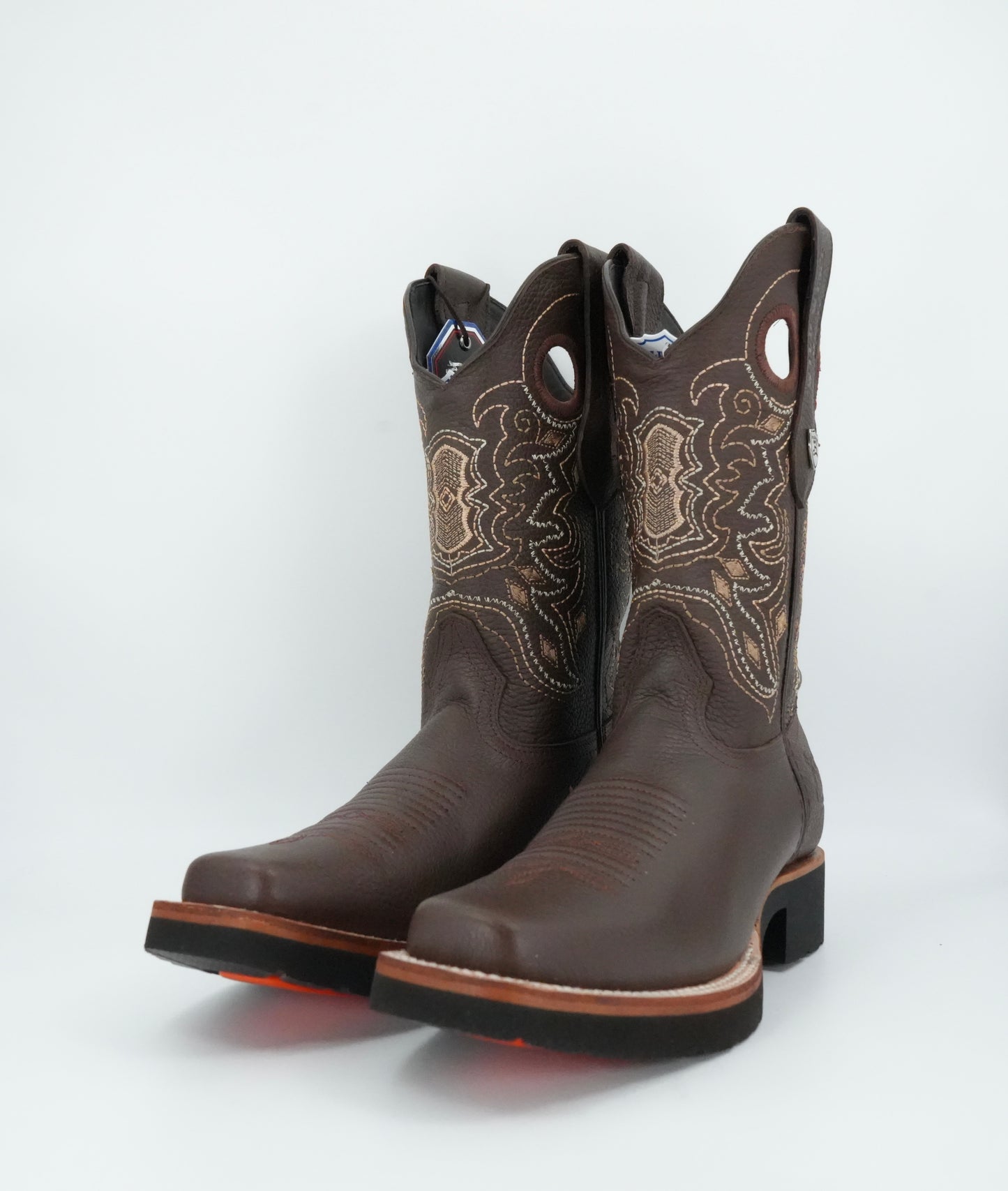 Wild West Men’s Grisly Brown Leather Square Toe EVA Sole Boot