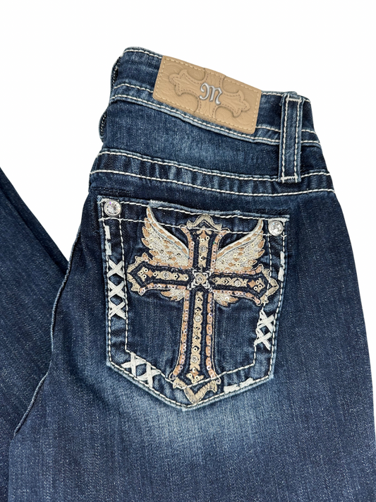 Miss Me Wing-Cross Bootcut Jean