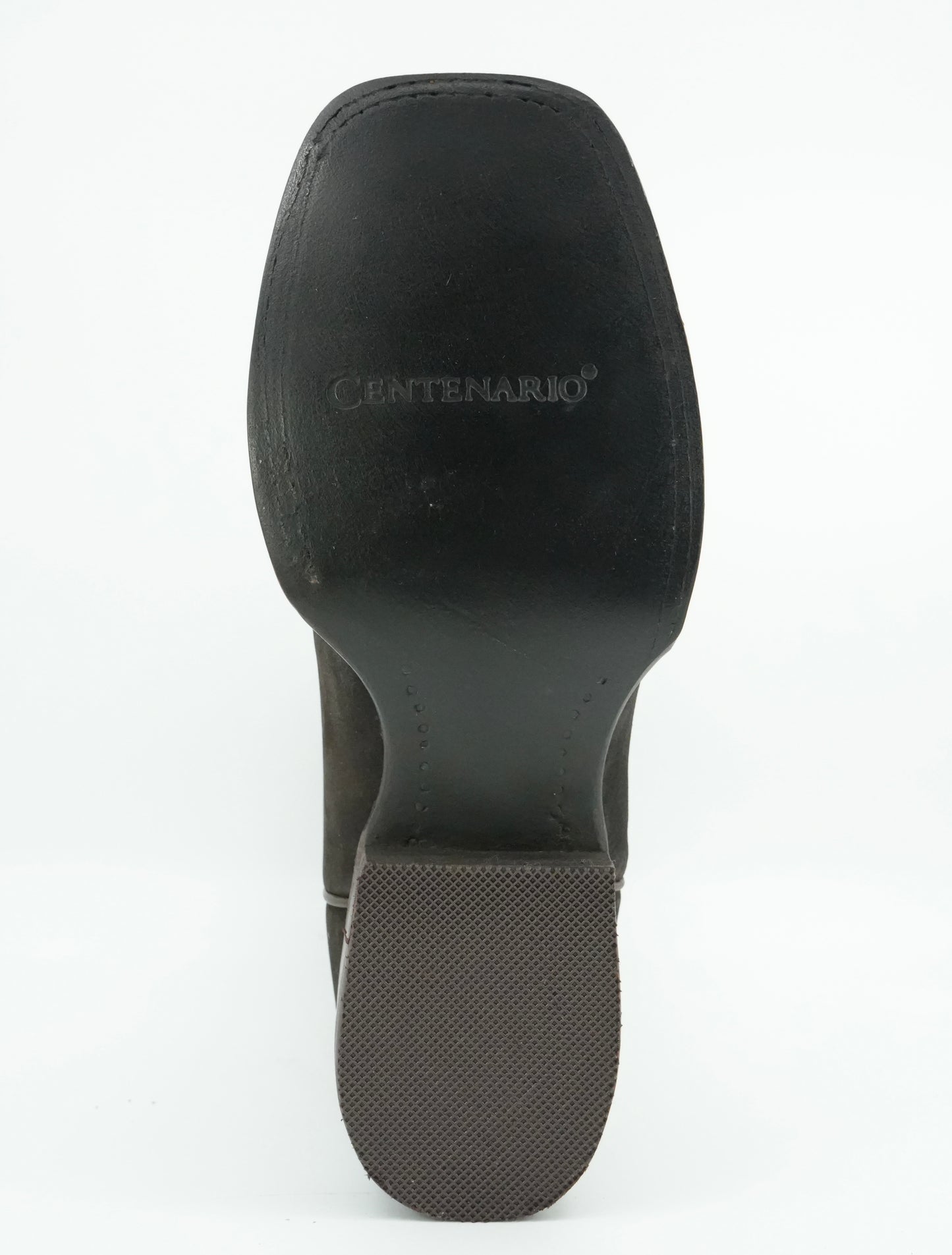 Centenario Women's Brown Embroidered Horseshoes Wide Square Toe Boot